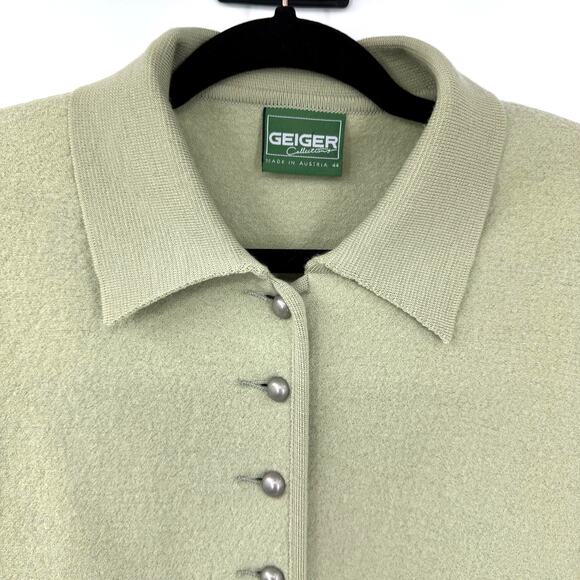 Geiger Pure Wool Button Up Cardigan Jacket 44 M L Made in Austria Old Money FLAW - Picture 2 of 10